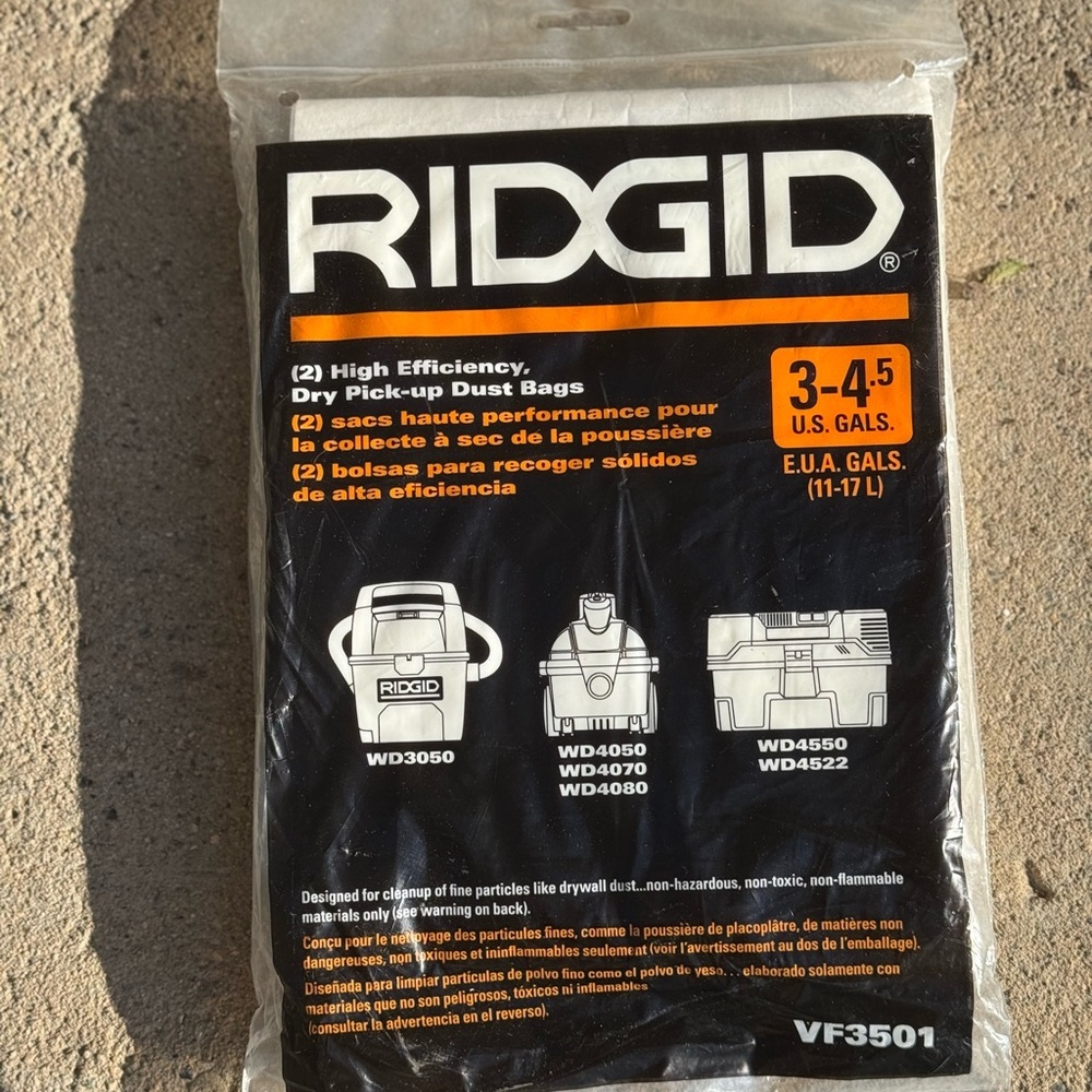 RIDGID High Efficiency‎ Dust Bags NEW